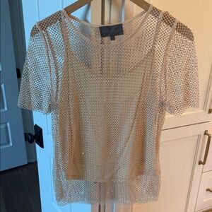 ANTHROPOLOGIE Elegant Mesh Top in Cream